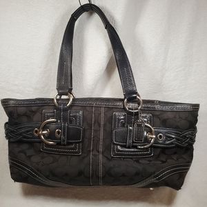 Vintage Signature Coach Jacquard Fabric Satchel